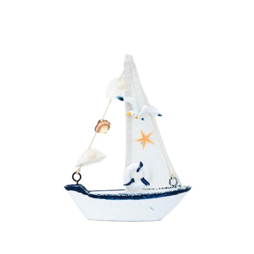 Image of Wooden Decorative Sailboat Nautical Model Showpiece - 16x3x11.5 cm | Miniature Sailing Boat Showpiece for Home Decor, Cafe, Office & Table Desk Decoration | Small Size Dark Blue-Donut Tube