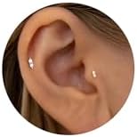 2mm Tiny CZ Stud Earrings,16G/18G/20G Birthstone Flat Back Earrings for Women Girls Conch Cartilage Helix Tragus Stud