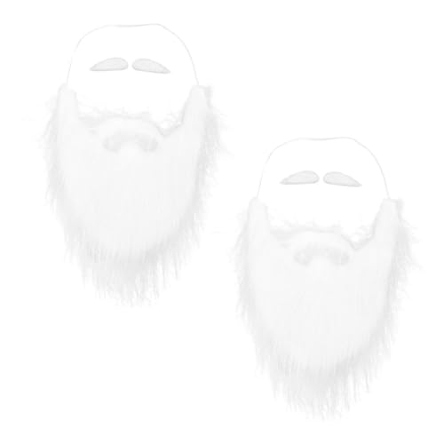 Holibanna 6pc Santa Beards and Eyebrows Set Men's Christmas Props Facial Hair for Cosplay Party Celebration White