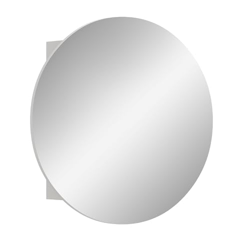 xonox.home Badezimmer Riff runder Spiegelschrank Badspiegelschrank Spiegelschränke fürs Bad Badspiegelschrank rund in Front Spiegelfläche Korpus weiß, ca.70x70x18 cm