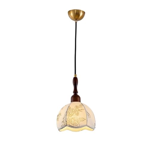 Suspension tissu motif floral style vintage bois hauteur réglable