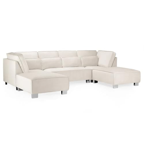 SOFAINSTORE Sloane Cream Velvet U-Shape Corner Sofa – 335cm Wide | Deep Chaise, Luxe Lounge Comfort, Modern Modular Elegance