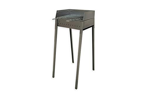 Barbacoa De Hierro 40 X 30 Cm Vesubio En Oferta Lisa - Barbacoa Vesuvio De Carbón 40 X 30 Cm - Hierro Aluminio - Patas Desmontables Con Conexión De Bayoneta