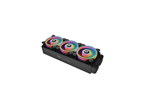 Image of Thermaltake Riing Quad 120mm 16.8 Million RGB Color (Alexa, Razer Chroma) Software Enabled 4 Light Rings 54 Addressable LED 9 Blades Hydraulic Bearing Case /Radiator Fan CL-F088-PL12SW-B, Black