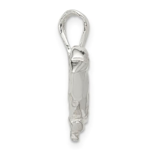 Chaîne argent 925 oiseau perché pendentif texturé large 15mm - 3
