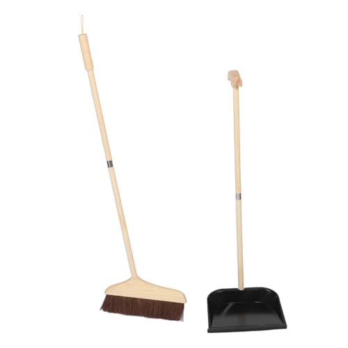 ROMISBABA 1 Juego De Escoba Larga Y Recogedor: Escoba De Barrido Desmontable con Cerdas Suaves - Limpieza Eficiente De Pisos - Mango Ergonómico De Madera con Tornillos De Montaje Y