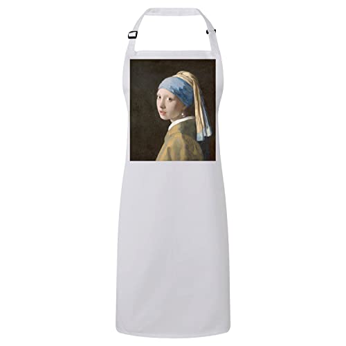 Tablier blanc La Jeune Fille à la Perle Vermeer idée cadeau art et cuisine