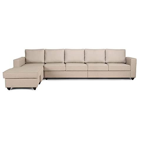 Image of Wakefit Sofa Set | 3 Year Warranty | Sofa 3 Seater, 3 Seater Sofa for Living Room, Wooden Sofa Set, 4 Seater + Left Aligned, Sofa for Living Room - Napper(Omega : Pearl)