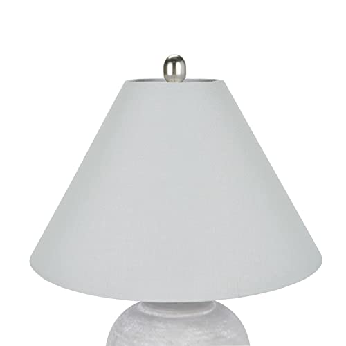 Nourison Home 23" Grey Vintage Distressed Ceramic Pot Table Lamp for Bedroom, Living Room, End Table, with Grey Conical Empire Shade