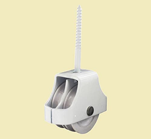 TERF® Double Screw in Pulley 45mm (1.77 inch) White Washing Line Rope and Cord Pulley for Indoor and Outdoor Washing Line Use - Pack of 1