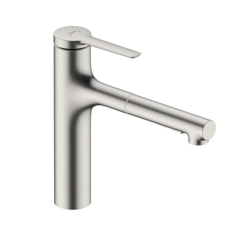hansgrohe Küchenarmatur Zesis M33, Wasserhahn Küche mit Auslauf Höhe 160 mm, 150° drehbar, ausziehbar, sBox lite, 2 Strahlarten, Edelstahl Finish