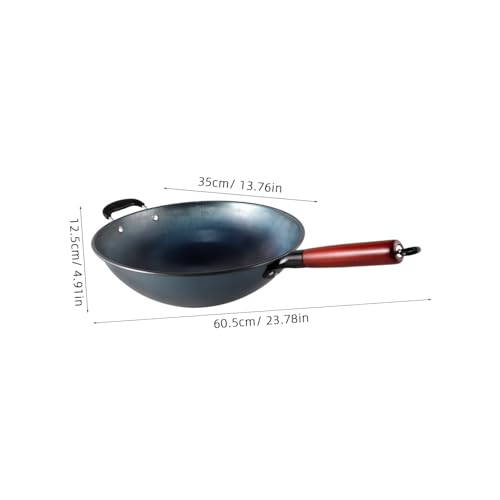 Wok de hierro antiadherente con mango de madera miniatura 2