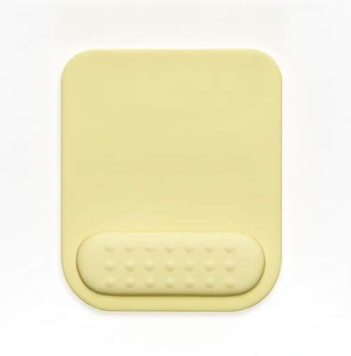 Image of Mouse Pad with Gel Wrist Rest Support, Ergonomic Mouse Cushion with Non Slip Rubber Base Mouse Pad for Laptop, Computer, Gaming, Office (Light Yellow, Rectangular)