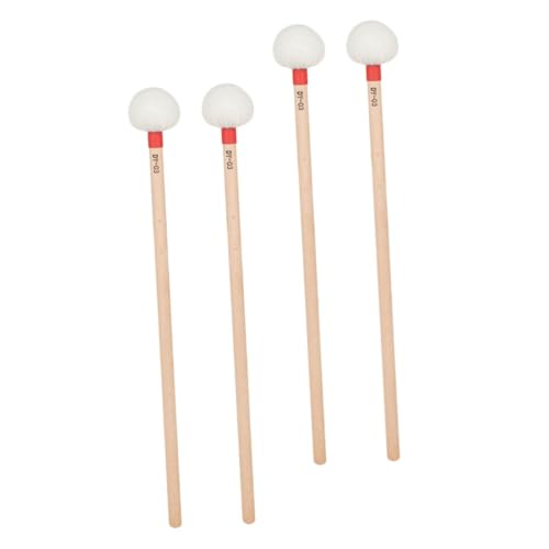 Maillets de batterie en feutre blanc YARNOW avec manches en bois pour cloches et xylophone