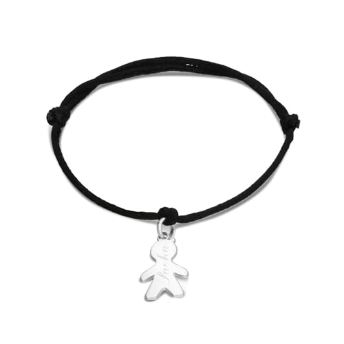 Idée cadeau Noël : bracelet cordon pendentif garçon personnalisé en Argent