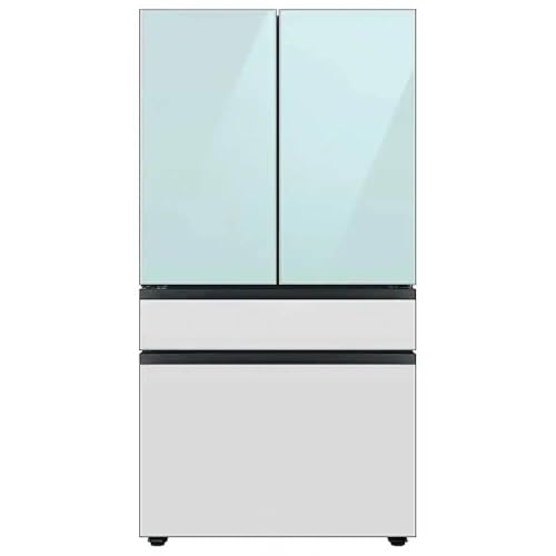 Samsung Bespoke 29 cu ft. 4-Door French Door Smart Refrigerator with Beverage Center in Morning Blue/White Glass, Standard Depth RF29BB86004M