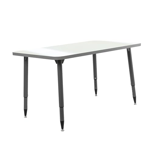 Image of Adapte Commercial Dry-Erase Classroom Activity Table - 30 inch x 48 inch Rectangle Whiteboard, ADA Compliant Tapered Legs, Glides & Casters Adjustable Height 22-34 inch Wheelchair Accessible, School Furniture