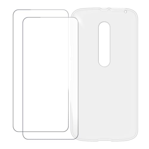 UOGNADGD Compatible with Moto X Pure Case Colorful Custom Cover with 2 Pack Tempered Glass Screen Protectors - Shockproof Scratch-Resistant (White)