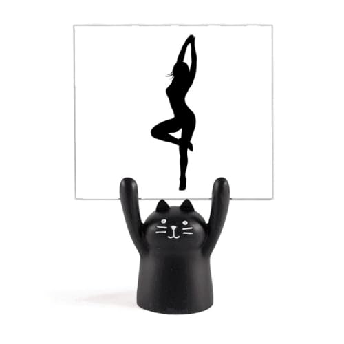 Porte-mémo chat noir artistique et silhouette de femme en métal