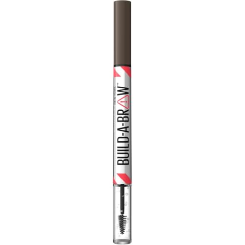 Maybelline New York, 2 in 1 Penna e Gel Sopracciglia, Per Sopracciglia Piene e Naturali, Tenuta Fino a 24 Ore, Waterproof, Formula Vegana, Build A Brow, Tonalità: Black Brown