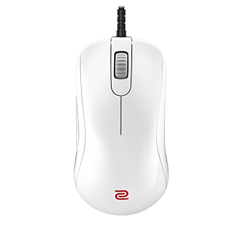 BenQ Zowie S2 Special Edition V2 White Symmetrical Gaming Mouse for Esports |Regular Weight | Paracord Cable & 16-Step Scroll| Driverless | Glossy Coating | Small Size