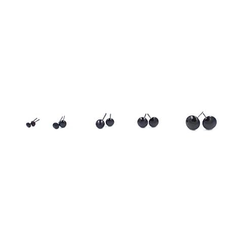 YJZ 80pcs/Box Black Glass Eyes 3-10mm Needle Felting Material Kit DIY Accessories Black Beans Needle Type Eye for Teddy Puppets Dolls Crafts Cover