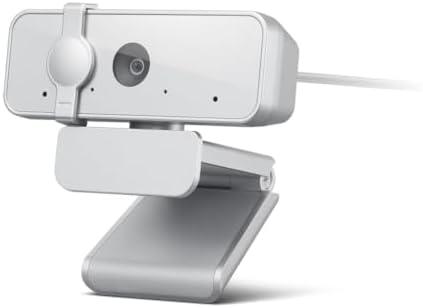 Lenovo 310 FHD Webcam, 1080p, FHD Resolution @30 FPS, Plug-and Play USB Connectivity, 1.8M Cable, 2 Integrated Microphones, External Privacy Shutter, White