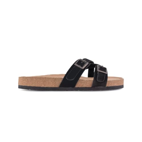 Image of Indifeet Daily Use Stylish Buckle Casual Cork Sandals for Women | Comfortable Arch Support Slippers with Adjustable Double Straps, Daily Use Flats, Light Weight Slides, Office, Outdoors, Home