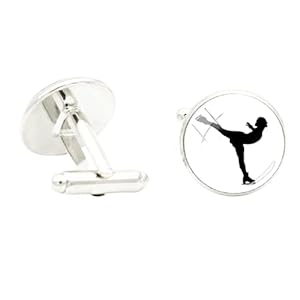 Bedel Verzilverd Schaatsen Foto Manchetknopen Mannen Glas Manchetknopen Vintage Print Mannen Shirt Manchetknopen Party Sieraden ST43