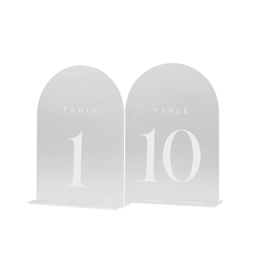 Felenny 10 Pack Acrylic Sign Holders Frosted White Arch Table Numbers for Wedding Reception, 5" x 7" Numbers Centerpiece Set for Anniversary, Event, Party, Reception, Wedding Table, 1-10