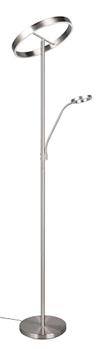 Trio Leuchten LED Stehleuchte Willis 449510207, Metall Nickel matt, 39 + 5.5 Watt LED, Lichtfarbe einstellbar, dimmbar, Silber/Schwarz