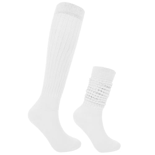 Image of Violet Mist women slouch socks thick colored knee high scrunch socks long stacked sock boot 80s 90s Novetly
