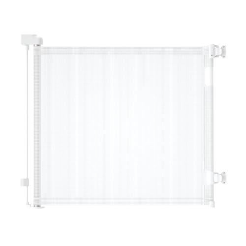 Image of Retractable Baby Gate,Mesh Baby Gate or Mesh Dog Gate,33" Tall,Extends up to 55" Wide,Child Safety Gate for Doorways, Stairs, Hallways, Indoor/Outdoor（White,33"x55"