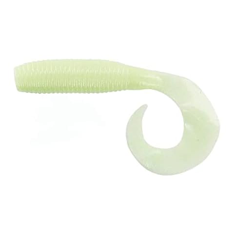 Gary Yamamoto 4" Fishing Single Tail Grub - Swimming Soft Plastic Bass Lure Baits - 20 Pack, Luminous White Cover