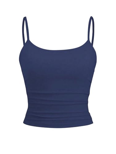 GORGLITTER Damen Crop Tank Top Casual Trägershirt Sommer Bauchfreies Tops Bauchfrei Oberteile Y2K Tops Basic Camisole Blau XS