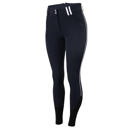 HORZE Rylee Womens High Waisted Breeches with Silicone Grip Full Seat and Pockets - Dark Navy - 28
