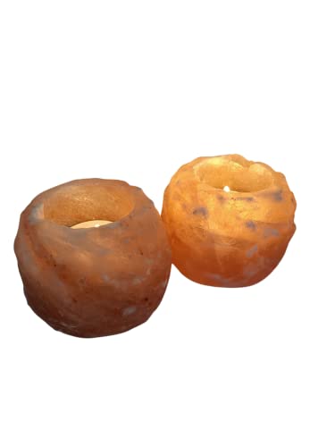 Himalayan Salt Candle Holder Beautiful Natural Tealight Small Size 2 Pack
