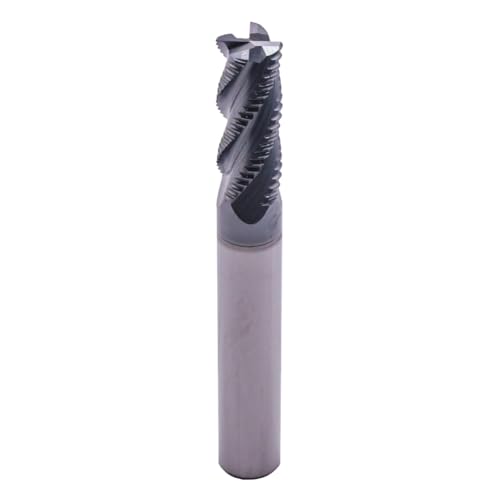 Image of 4 Flute Solid Carbide Roughing End Mill(1Pc, 5 /16 inch), ALCrSiN Nano Coated | 35 Helix, 5 /16 inch Cutting Dia, 5 /16 inch Shank Dia, 13 /16 inch LOC, 2-1 /2 inch OAL, for Milling Alloy Steel, Carbon Steel, Cast Iron