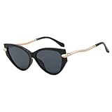 FORLUZ Gafas de sol estilo ojo de gato para mujer, estilo vintage, de lujo, estilo punk, para viajes, con protección UV400 (negro-negro)