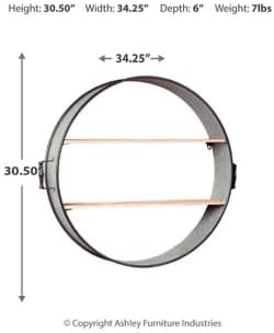 Signature Design by Ashley Eirny Urban Round Multi Purpose Barrel Wall Shelf, Antique Gray