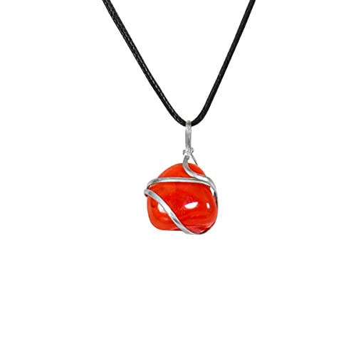 ABHISUBYA Collier avec pendentif en cristal de jaspe rouge brut - Protection d'énergie négative purifiante véritable pierre précieuse chakra zodiaque guérison breloque authentique emballée Cover