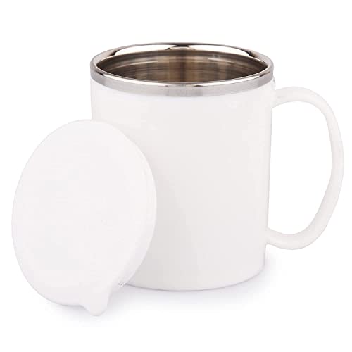 Black Olive Coffee Mug with Lid and Handle- Plastic Covered Stainless Steel Double Walled Insulated Tea Mug to Carry Hot & Cold Beverage for Kids, Girls, Boys, Students (Random Color, 200 ML) 7 21RIyNwptgL