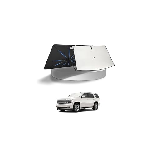 KUST Sun Shade Umbrella for 2015-2025 2026 Chevrolet Chevy Tahoe/GMC Yukon | Custom Fit Windshield Sunshade | Foldable Sunshade with Bendable Handle | Blocks Heat & UV Scratch Resistant