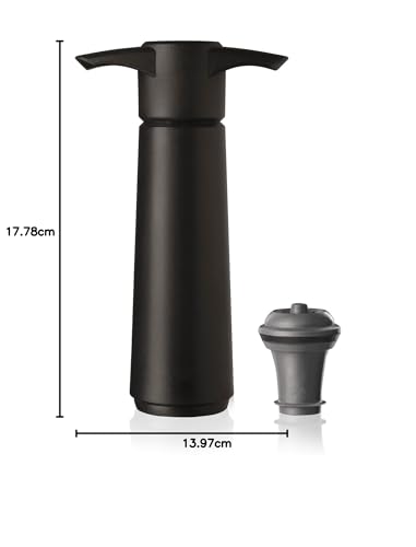 Image of Vacu Vin Wine Saver Black Blister Vacuum Pump & Stopper | Wine Preservation System with Pump & Universal Rubber Stopper (1 Pump, 1 Wine Stopper) Set of 2 (Imported from Netherland)