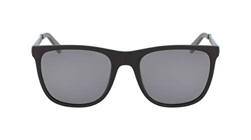 NAUTICA Men's Rectangular Polarized Sunglasses, Matte Black/Grey Polarized, 56 mm
