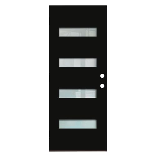 Front Entry Fiberglass Door with Frosted Glass, 36 * 80 OutsideDoor - Contemporary Style for Home's Front Entrance (Black Mahogany, 32' Slab Only Left)