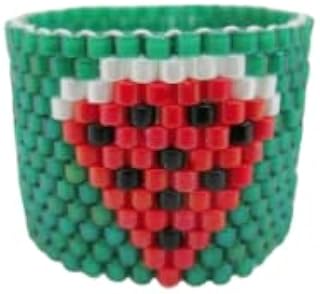 Beaded Watermelon Peyote Ring, Seed Bead Jewelry