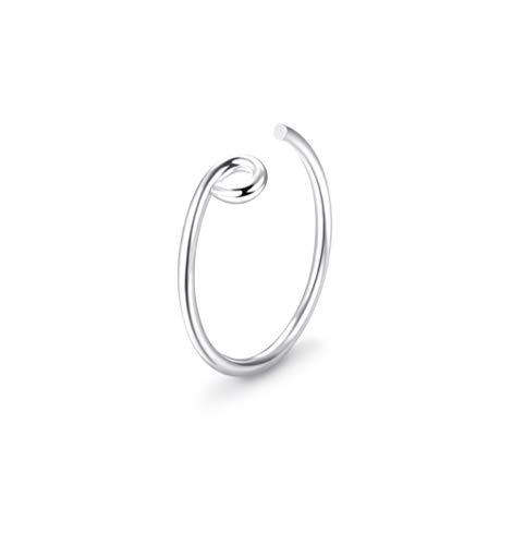 Sllaiss 18G 925 Sterling Silver Fake Nose Rings Hoop for Women Men Faux Lip Rings Non Pierced Ear Cuff Earrings Clip On Cartilage Septum Rings Body Jewelry Piercing (10)