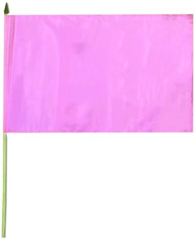 Pink Plain Solid Color 12x18 12"x18" Stick Flag 24" Wood Staff image 3