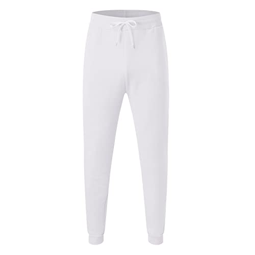 Elastic Waist Jogger Sports Pants Drawstring Sports Trousers Joggers For Men Men's Workout Sport Pants Athletic Running Jogger Track Pants Casual Sweatpants Trousers Pockets Zxusgift2304191731 White #TOP1